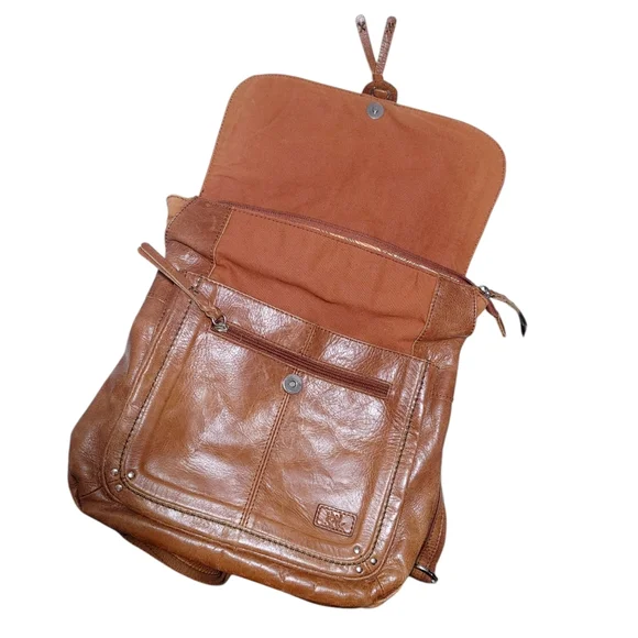 The Sak Brown Leather Convertible Fold over Backpack Satchel Bag Handbag Purse - Picture 7 of 10